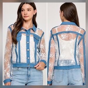 Denim with Lace Detail Jacket